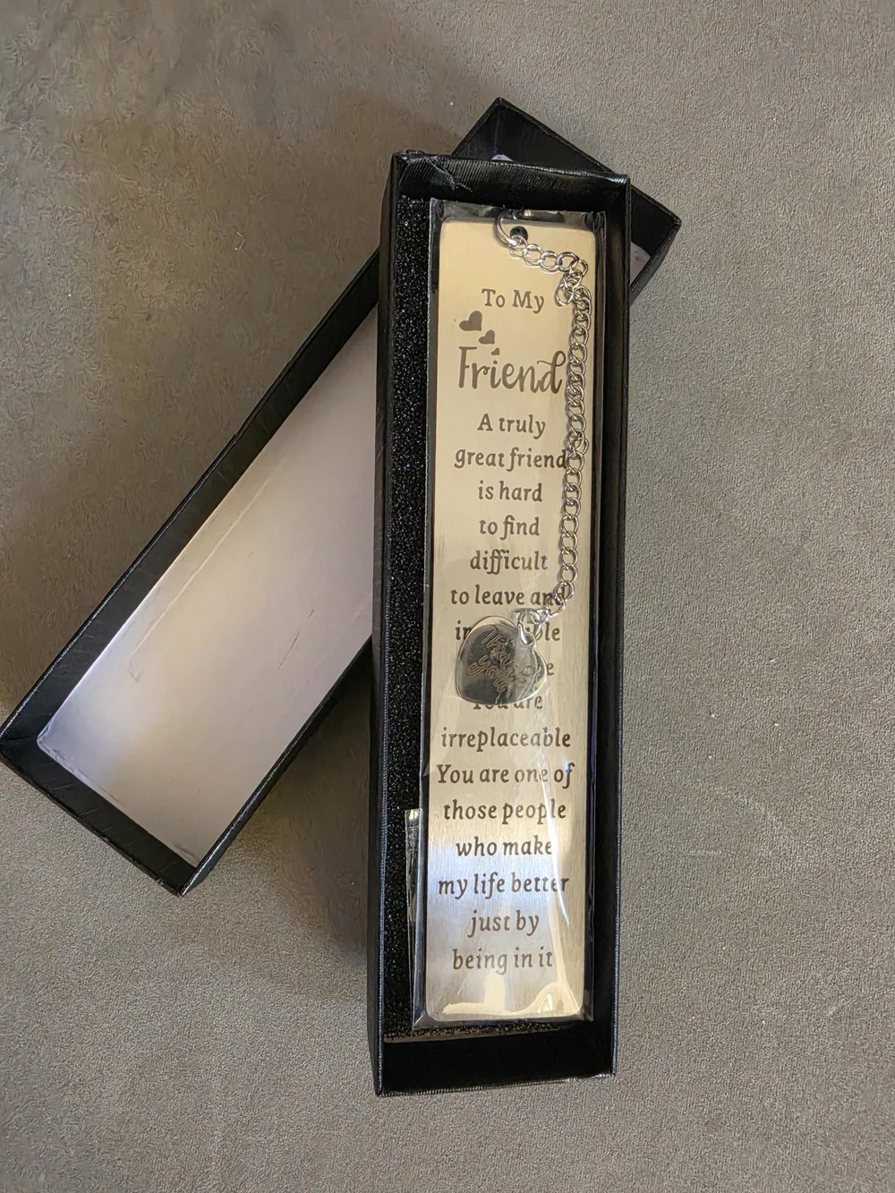 NIB Friendship Silver Bookmark with Thank You Charm